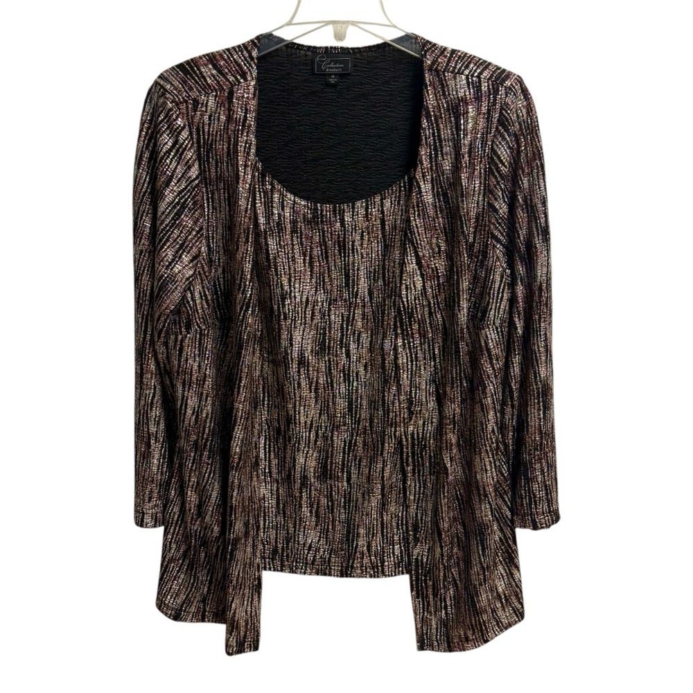 Dressbarn Pink and Silver Cardigan Style Blouse Size 1X
